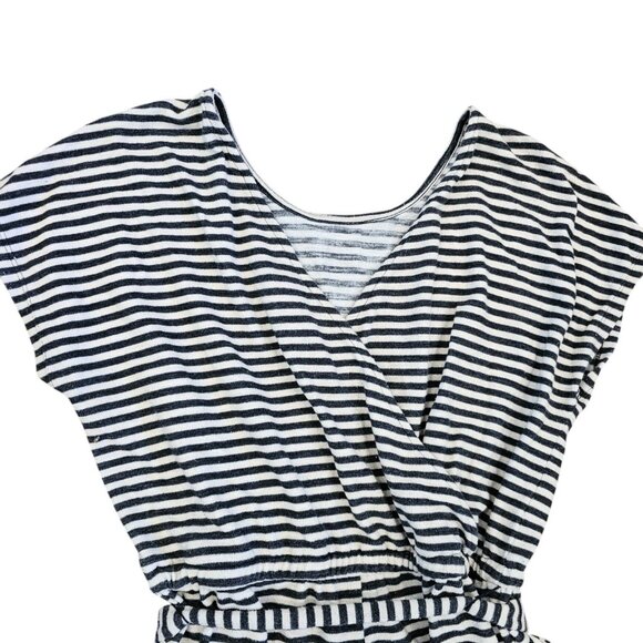 Old Navy Womens Size Large Knit Jumpsuit‎ Belted Striped Pockets Wide Leg Gray - Picture 7 of 11